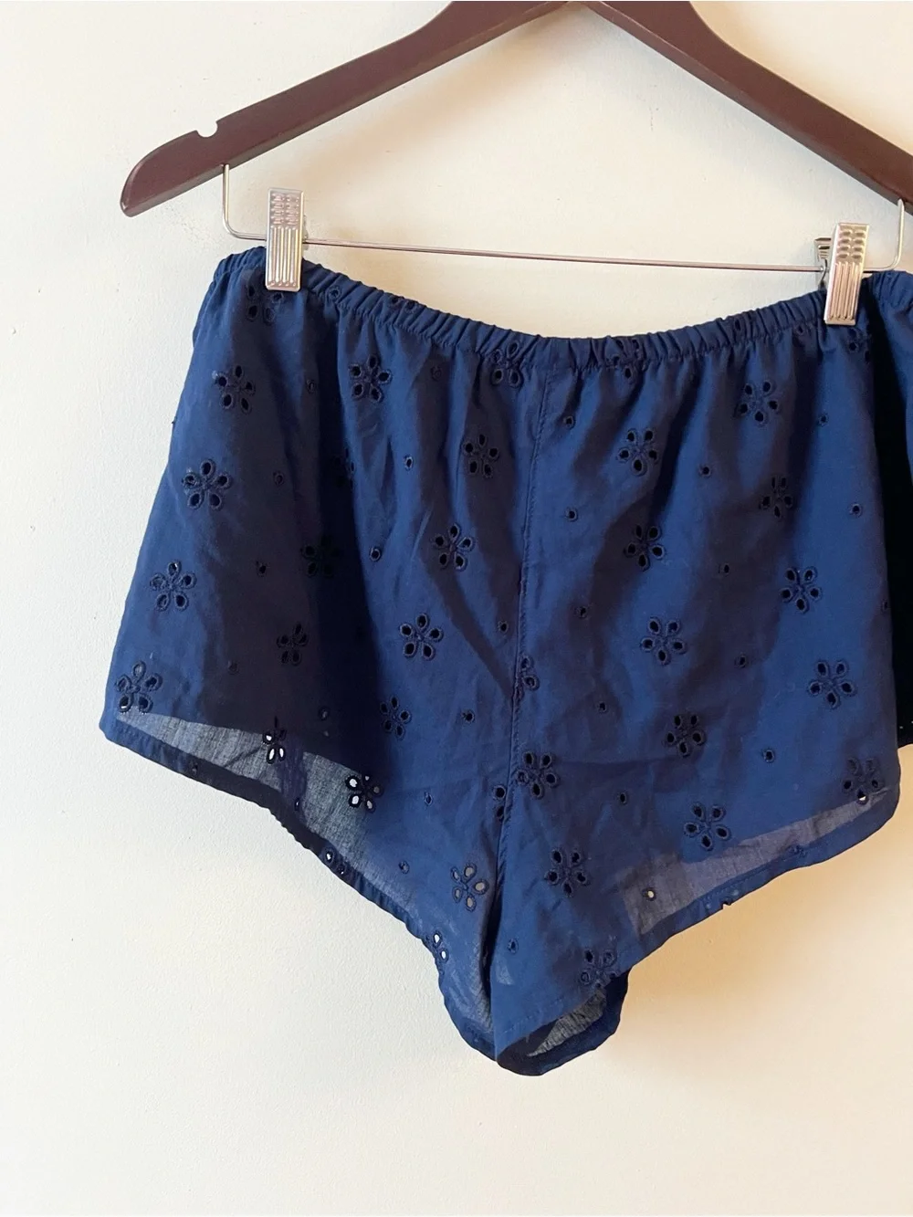 Victoria Secret Navy Blue Floral Eyelet Sleep Shorts Size Large